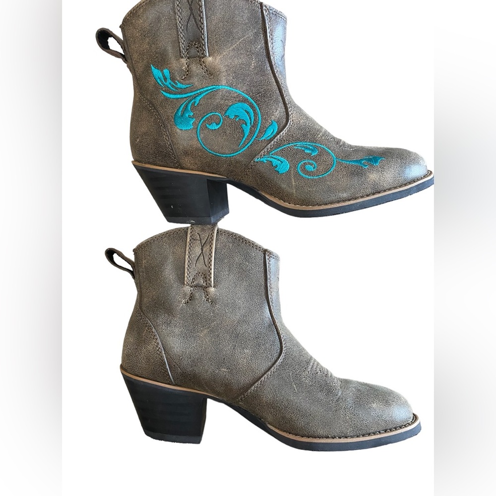 Twisted X Women's Western Rustic Turquoise Embroidered Cowboy Short Boots Size 7